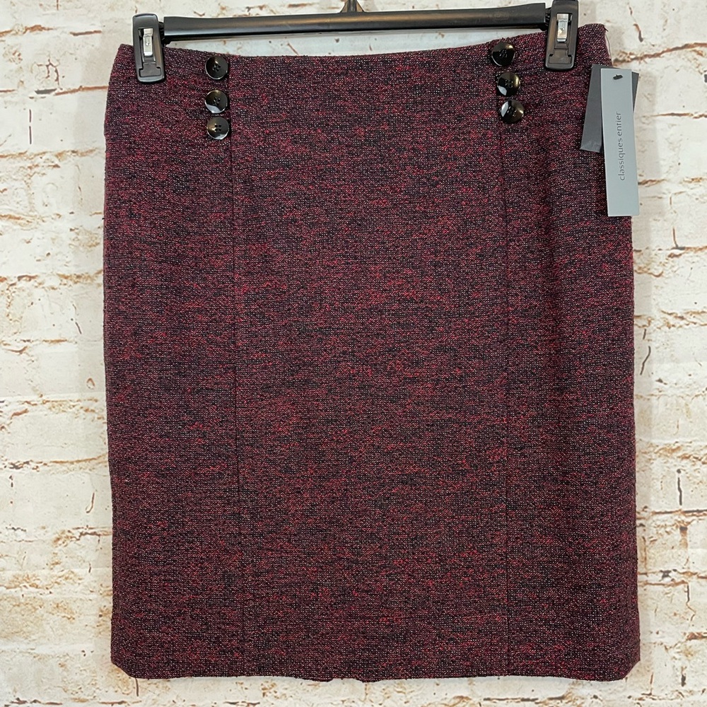 NEW Classiques Entier womens 12 pencil skirt business casual tweed red black